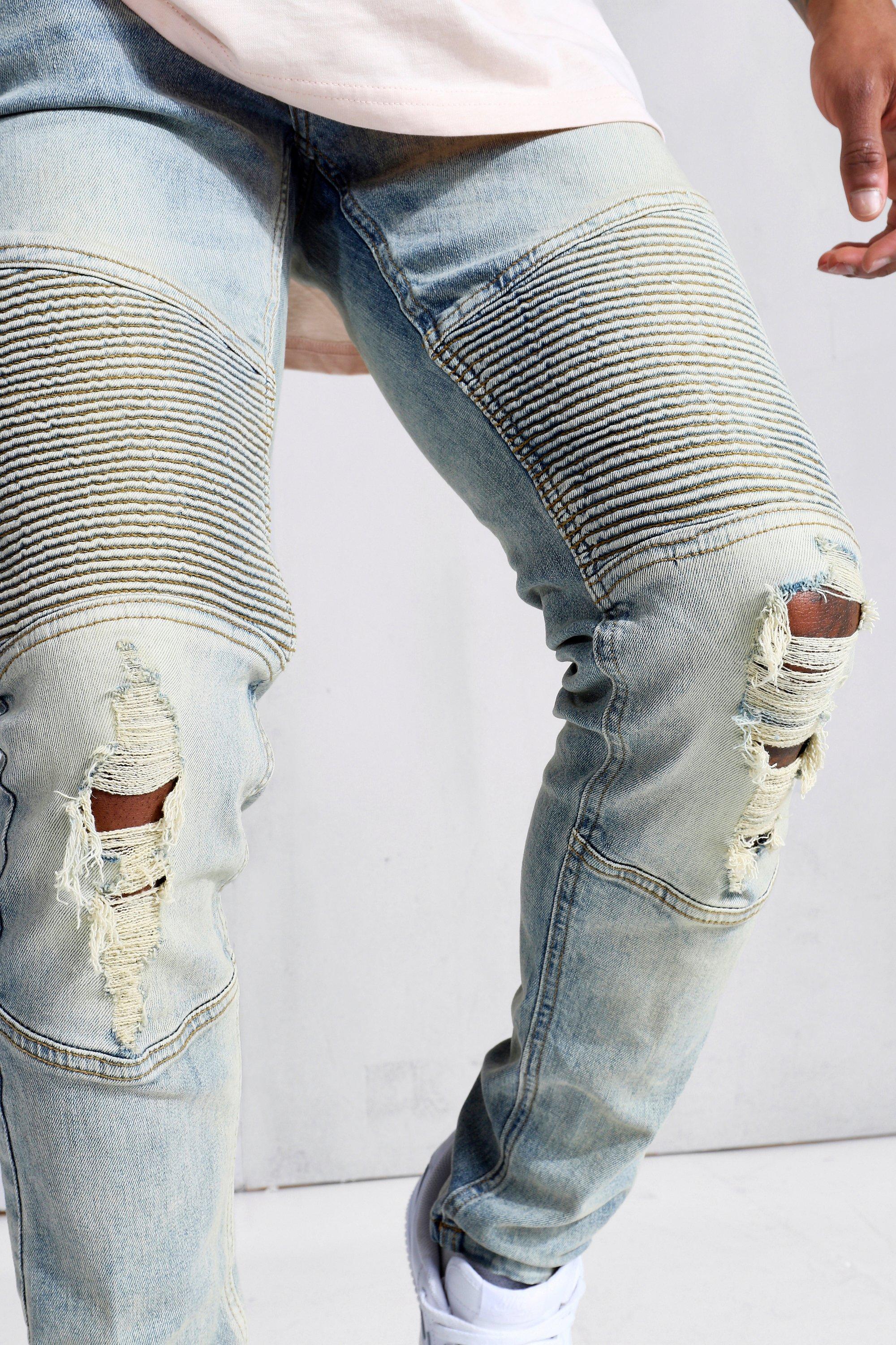 Light blue hot sale biker jeans